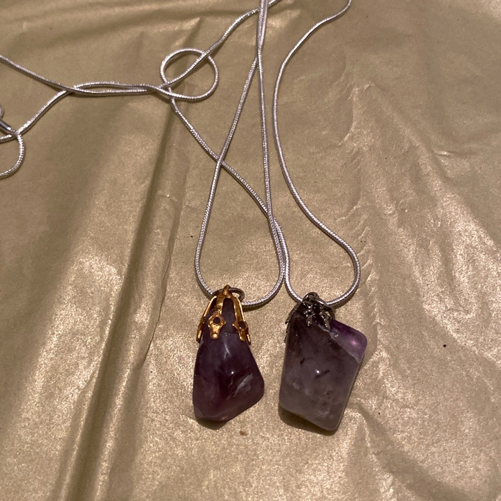 Amethyst crystal silver necklaces tribal boho